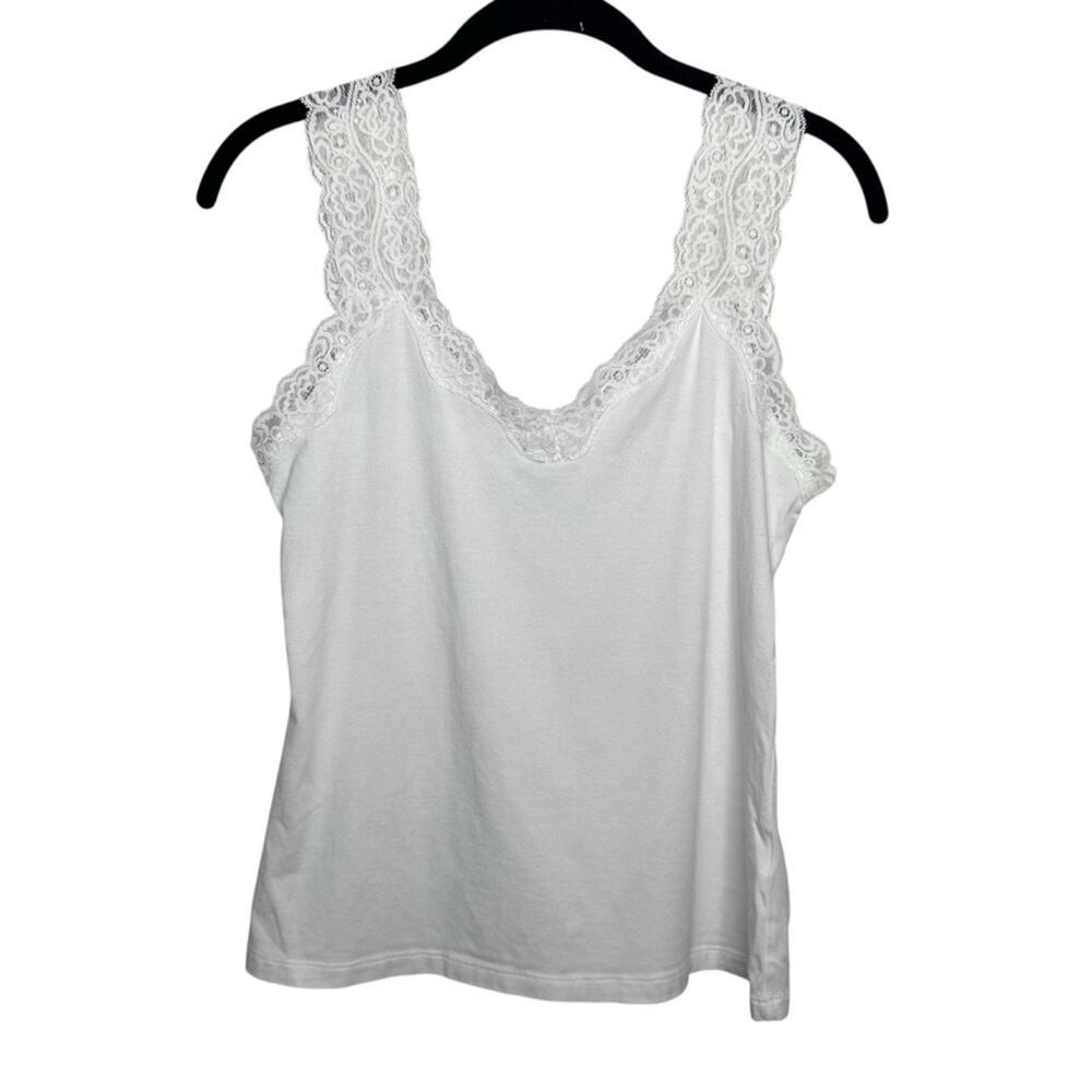 COVINGTON / white lace trim y2k tank top / M petite